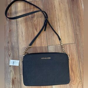 Michael Kors Black Crossbody with Gold Accents